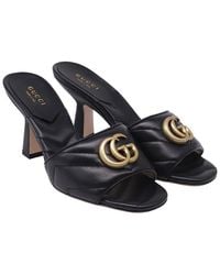 Gucci - Leather Gg Marmont Quilted Heeled Mule (Authentic Pre-Loved) - Lyst