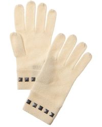 Forte - Square Metallic Studded Trim Cashmere Gloves - Lyst