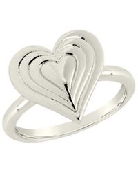 Sterling Forever - Rhodium Plated Beating Heart Ring - Lyst