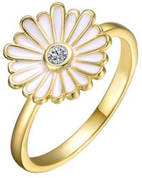 Rachel Glauber - 14k Plated Cz Flower Ring - Lyst