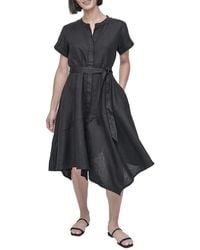 DKNY - Linen Wrap Dress - Lyst