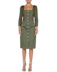 L'Agence - Bordeaux 3/4 Sleeve Midi Dress - Lyst