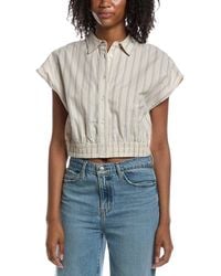 Current/Elliott - Extended Shoulder Cap Sleeve Cropped Blouse - Lyst