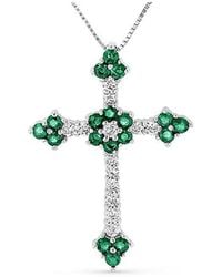 Diana M. Jewels - Fine Jewelry 14k 1.10 Ct. Tw. Diamond & Emerald Cross Pendant Necklace - Lyst