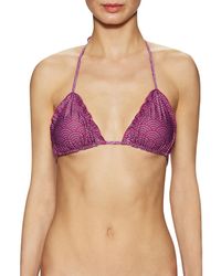 Tori Praver Swimwear Tori Praver Coco Ruffle Triangle Halter Bikini Top - Purple