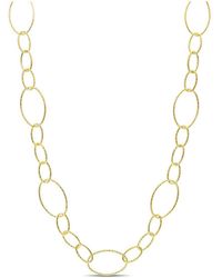 Italian Silver - 18K Over Fancy Oval Link Chain Necklace - Lyst
