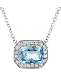 Diamond Select Cuts - 14k Diamond .16 Ct. & 1.25 Ct. Aquamarine Necklace - Lyst