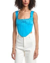 GUIZIO - Satin Beaded Lace-Up Bustier - Lyst