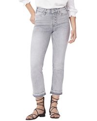 PAIGE - Cindy Crop Faded Asphalt Distressed Straight Leg Jean - Lyst