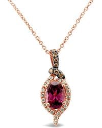 Le Vian - Le Vian Purple Garnet 14k Rose Gold 1.02 Ct. Tw. Diamond & Purple Garnet Pendant Necklace - Lyst