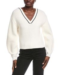 Rebecca Taylor - Novelty Wool Victorian Sleeve V-neck Sweater - Lyst
