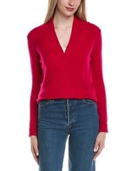 Sofiacashmere - Modern Faux Wrap Wool & Cashmere-Blend Sweater - Lyst