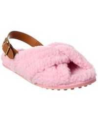 Tod's - Shearling & Leather Sandal - Lyst