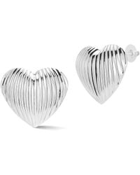 Glaze Jewelry - Plated Chunky Heart Ribbed Dome Statement Earrings - Lyst