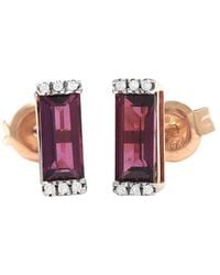Gemstones - Bar 14K Rose 1.48 Ct. Tw. Diamond & Rhodolite Earrings - Lyst