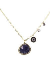 Tw Womens Jewellery Meira T 14k 0.55 Ct Diamond & Sapphire Evil Eye Heart Necklace in Metallic 