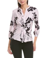 Anne Klein - Twist Front Printed Blouse - Lyst
