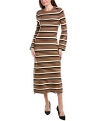 Tahari - Bell Sleeve Stripe Fitted Midi Dress - Lyst
