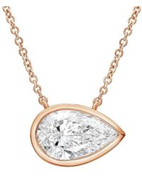 Diana M. Jewels - Diana M. 14K Rose 12.00 Ct. Tw. Lab-Grown Diamond Solitaire Bezel Pendant - Lyst