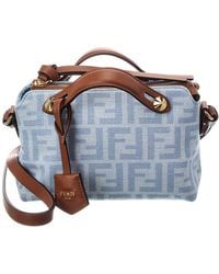 Fendi - By The Way Soft Mini Ff Denim & Leather Satchel - Lyst