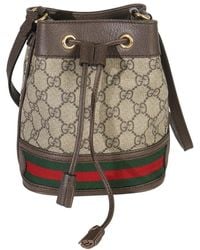 Gucci - Beige, Brown Coated Canvas & Leather GG Supreme Ophidia Mini Bucket Bag (authentic Pre-loved) - Lyst
