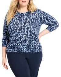 NIC+ZOE - Plus Knit Stitch Sweater - Lyst