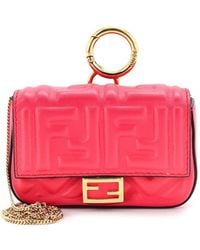 Fendi - Zucca-Embossed Leather Chain Baguette Charm Bag Nano (Authentic Pre-Loved) - Lyst