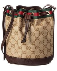 Gucci - Gg Web Mini Gg Coated Canvas & Leather Bucket Bag - Lyst