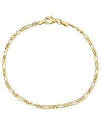 Italian Silver - 18K Over Figaro Chain Bracelet - Lyst