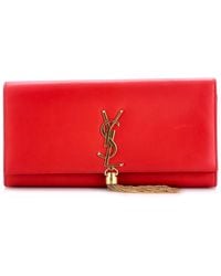 Saint Laurent - Leather Classic Monogram Tassel Clutch Long (Authentic Pre- Loved) - Lyst