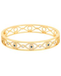 Juvell - 18K Plated Cz Evil Eye Bangle Bracelet - Lyst