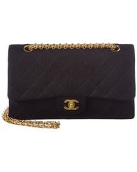 Chanel Black Quilted Jersey Medium Double Flap Bag