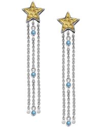 Samuel B. - 18k & Silver 0.18 Ct. Tw. Blue Topaz Star Tassel Earrings - Lyst