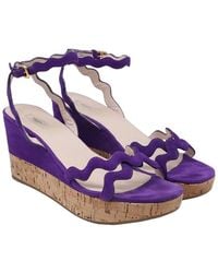 Prada - Suede Wavy Strap Accent Wedge Sandal (Authentic Pre-Loved) - Lyst