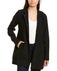 Eileen Fisher Stand Collar Long Jacket - Black