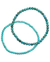 Sterling Forever - Gemstone Set Of 2 Stone Beaded Stretch Bracelets - Lyst