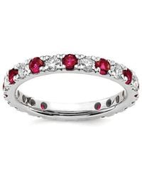 Lab Grown Gemstones - 14K 1.75 Ct. Tw. Lab-Grown Diamond & Lab-Grown Ruby Eternity Ring - Lyst