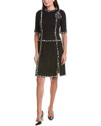 Teri Jon - Boucle Silk Chiffon Trim & Corsage Sleeve Dress - Lyst