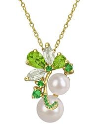 Rina Limor - Plated 2.26 Ct. Tw. Gemstone & 8-9Mm Pearl Pendant - Lyst