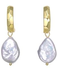 Genevive Jewelry - 14K Pearl Dangle Earrings - Lyst