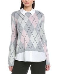 Cece - Argyle Twofer Wool-Blend Sweater - Lyst