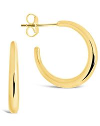 Sterling Forever - 14k Over Silver Thin Tapered Hoops - Lyst