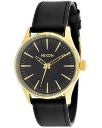Nixon Sentry 38 Leather Watch - Black