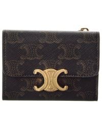 Celine - Triomphe Canvas & Leather Coin Card Case - Lyst
