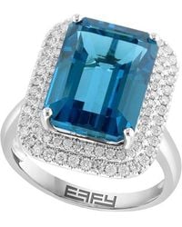 Effy Fine Jewelry - 14K 9.21 Ct. Tw. Diamond & London Topaz Ring - Lyst