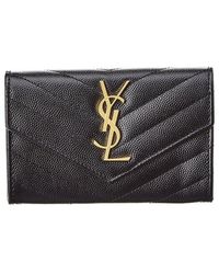 Saint Laurent - Small Matelasse Leather Envelope Wallet - Lyst