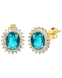 Gabi Rielle - 14k Over Silver Cz Blue Lagoon Studs - Lyst