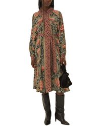 FARM Rio Delicate Flower Arabesques Linen Midi Dress in Yellow | Lyst