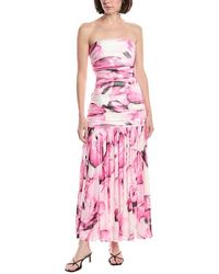 Kenneth Cole - Strapless Printed Mesh Maxi Dress - Lyst