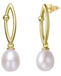 Genevive Jewelry - 14k Over Silver 2.75-7.5mm Pearl Dangle Earrings - Lyst